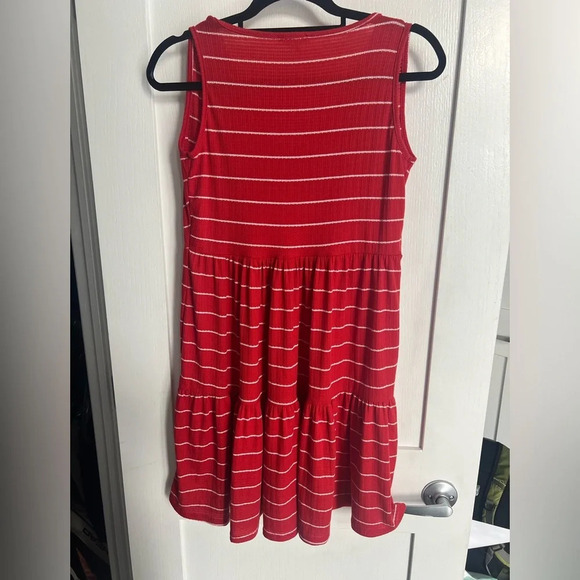 See You Monday Los Angeles Striped Tiered Red Sleeveless Dress M - Picture 3 of 3